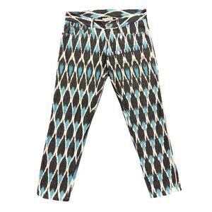 SEA New York Ikat Print Cropped Jeans Pants Blue Black White Heritage Inspired 4